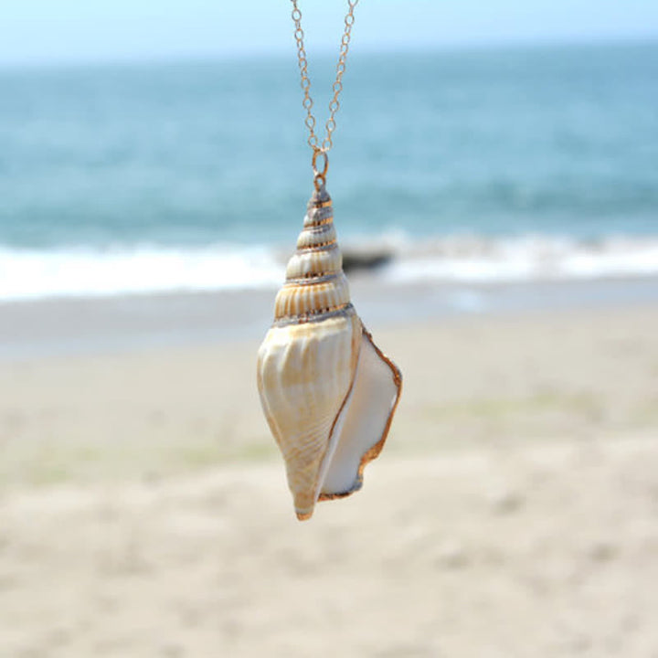 Natural Shankha Conch Shell Seashell Lucky Necklace Pendant - image 1