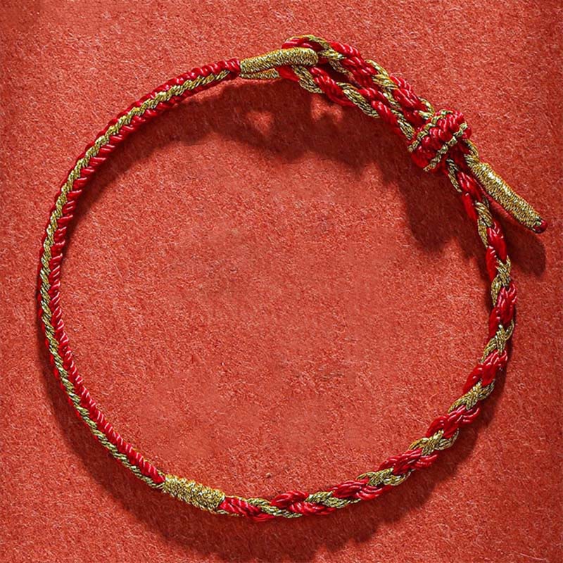 Buddha Stones Handmade Chinese Zodiac Rabbit Rooster Rat Horse Dragon Protection Braid String Bracelet - Red(Wrist Circumference 14-19cm) - image 0