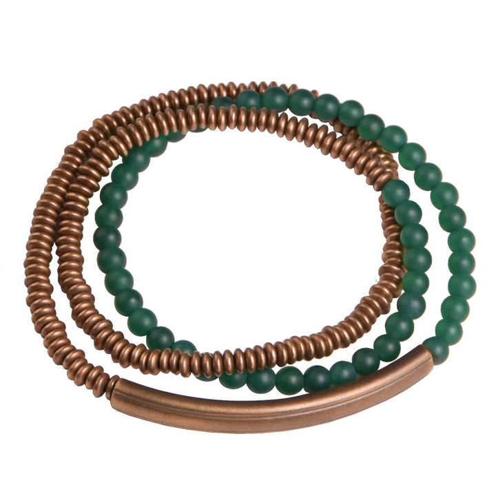 Buddha Stones Tibetan Various Agate Stone Copper Protection Triple Wrap Bracelet - image 13