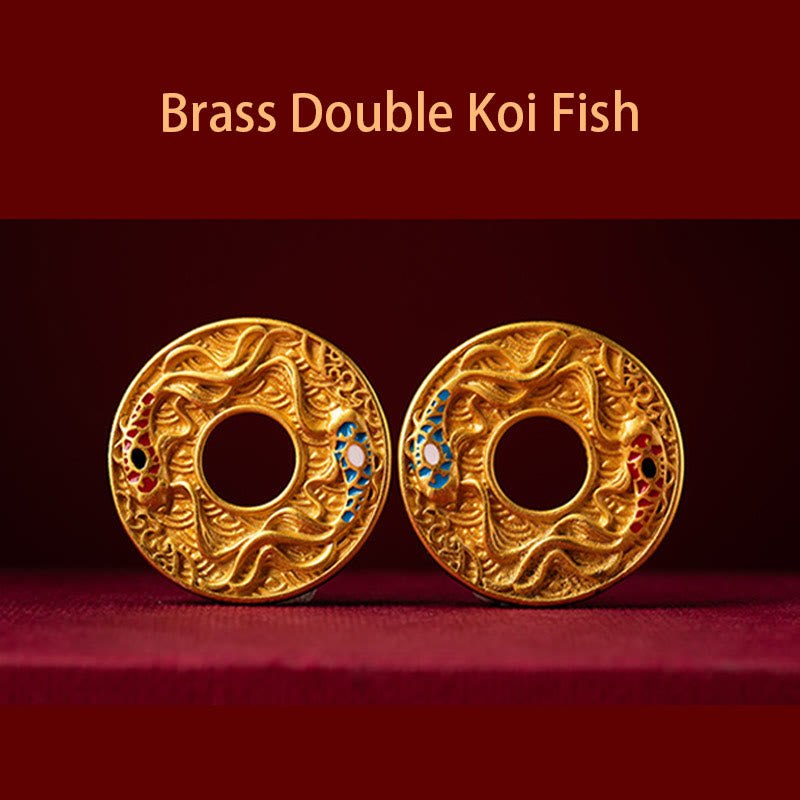 Buddha Stones Double Koi Fish Peace Buckle Wealth Luck Key Chain - image 5