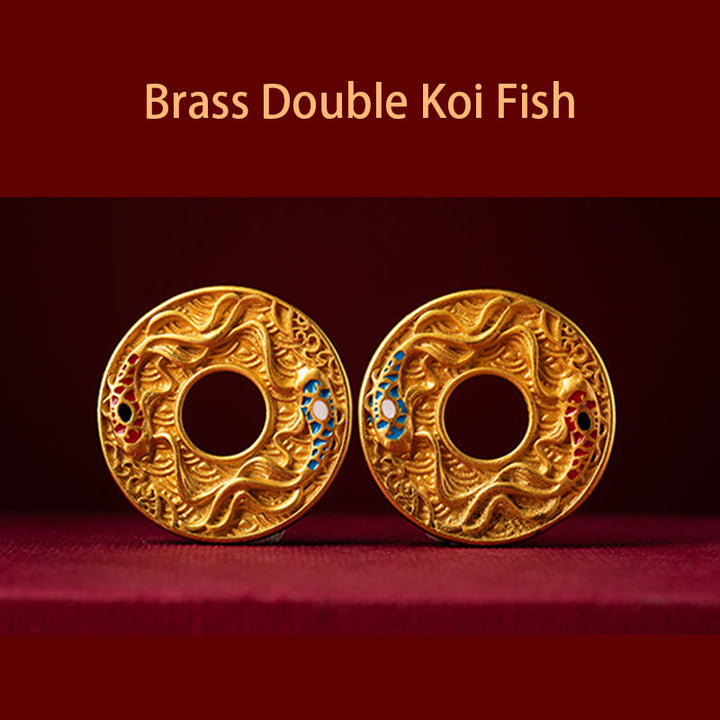 Buddha Stones Double Koi Fish Peace Buckle Wealth Luck Key Chain - image 5