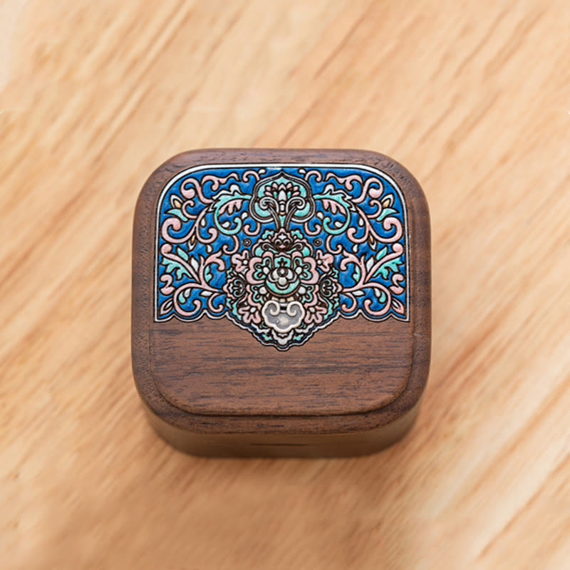 Retro Handmade Black Walnut Wood Ring Jewelry Storage Box Leaf Wooden Gift Box - image 4