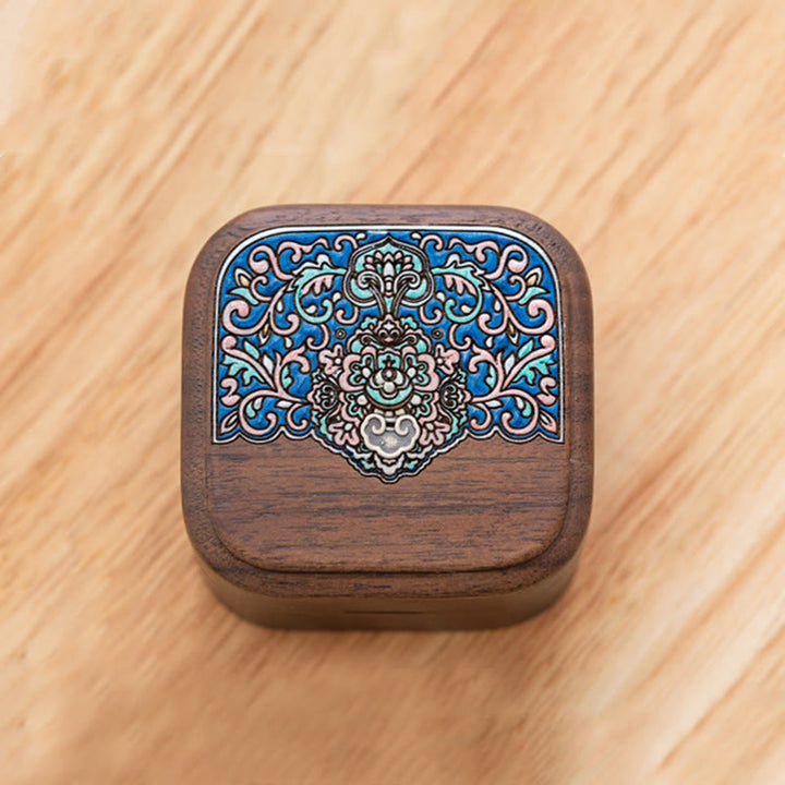 Retro Handmade Black Walnut Wood Ring Jewelry Storage Box Leaf Wooden Gift Box - image 4