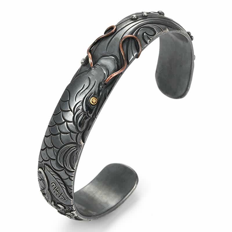 Buddha Stones 999 Sterling Silver 990 Gold Koi Fish Luck Wealth Success Bracelet Bangle - image 7