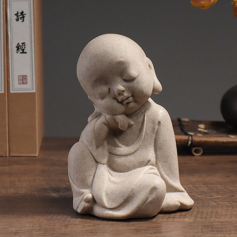 Buddha Stones Tibetan Meditation Buddha Monk Blessing Serenity Resin Home Decoration - Meditation Monk12cm*11cm*17cm - image 4