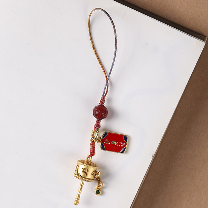 Buddha Stones Tibetan Om Mani Padme Hum Prayer Wheel Amulet Charm Protection Phone Hanging Decoration - image 4