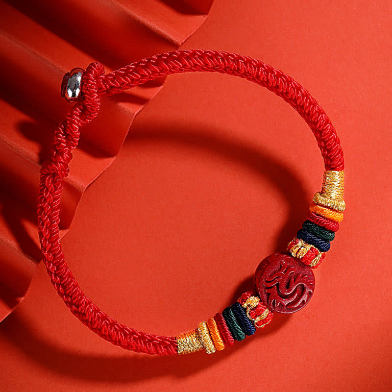 Buddha Stones Year of the Dragon 925 Sterling Silver Chinese Zodiac Cinnabar Auspicious Matches Blessing Bracelet - image 5
