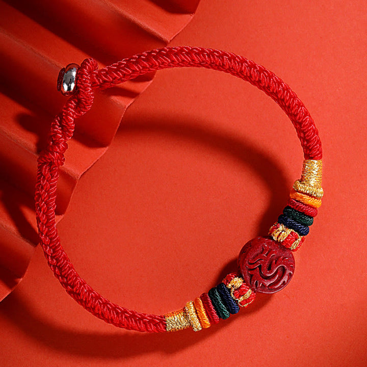 Buddha Stones Year of the Dragon 925 Sterling Silver Chinese Zodiac Cinnabar Auspicious Matches Blessing Bracelet - image 5