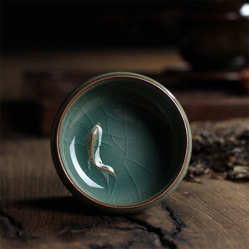 Buddha Stones Colorful Koi Fish Ceramic Teacup Kung Fu Tea Cup Bowl - One Koi Fish 7.8cm*3.4cm*60ml - image 11