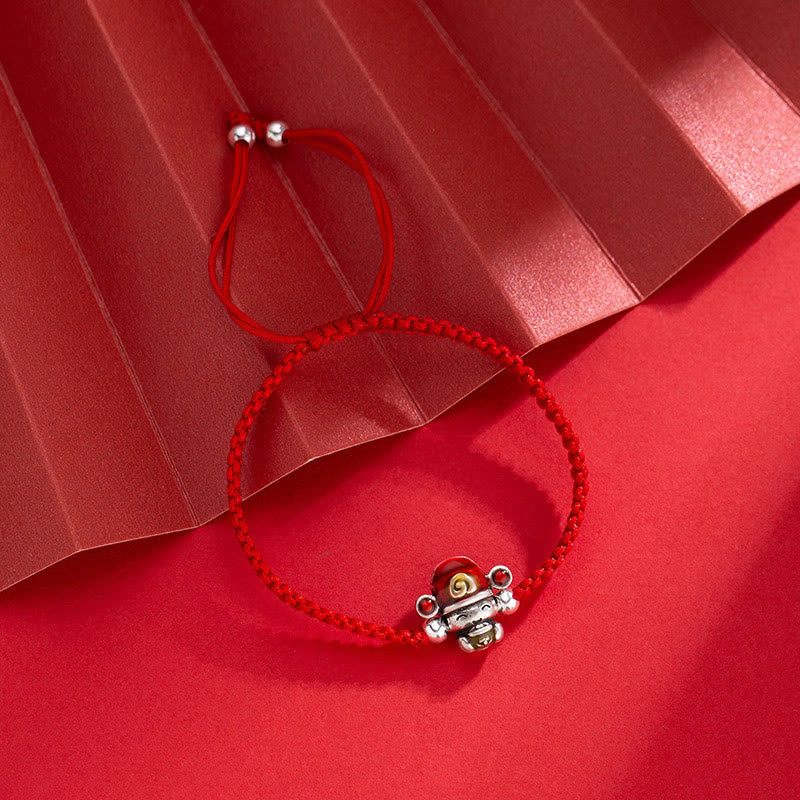 Buddha Stones God of Wealth Handmade Thread Luck Strength Braid Bracelet - Red Rope(Bracelet Size 14-24cm) - image 2