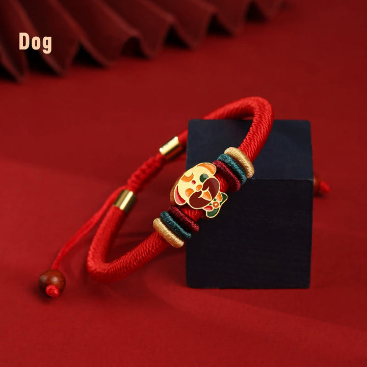Buddha Stones Handmade 925 Sterling Silver Year of the Dragon Cute Chinese Zodiac Luck Braided Red Bracelet - Dog(Wrist Circumference 14-19cm) - image 19