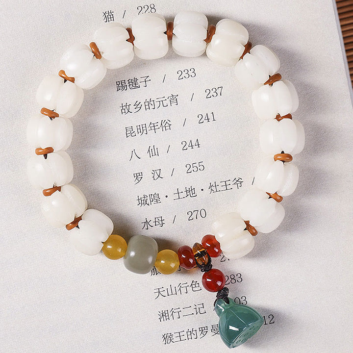 Buddha Stones Natural Bodhi Seed Red Agate Bodhi Calm Harmony Engraved Pumpkin Bead Lotus Bracelet - image 13