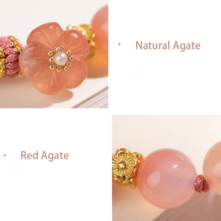 Buddha Stones Natural Gradient Agate Reincarnation Knot Peach Blossom Wealth Luck Handmade String Bracelet - image 4