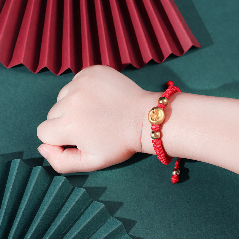 Buddha Stones 999 Sterling Silver Apple Red Multicolored Rope Luck Protection Handcrafted Kids Bracelet - image 5