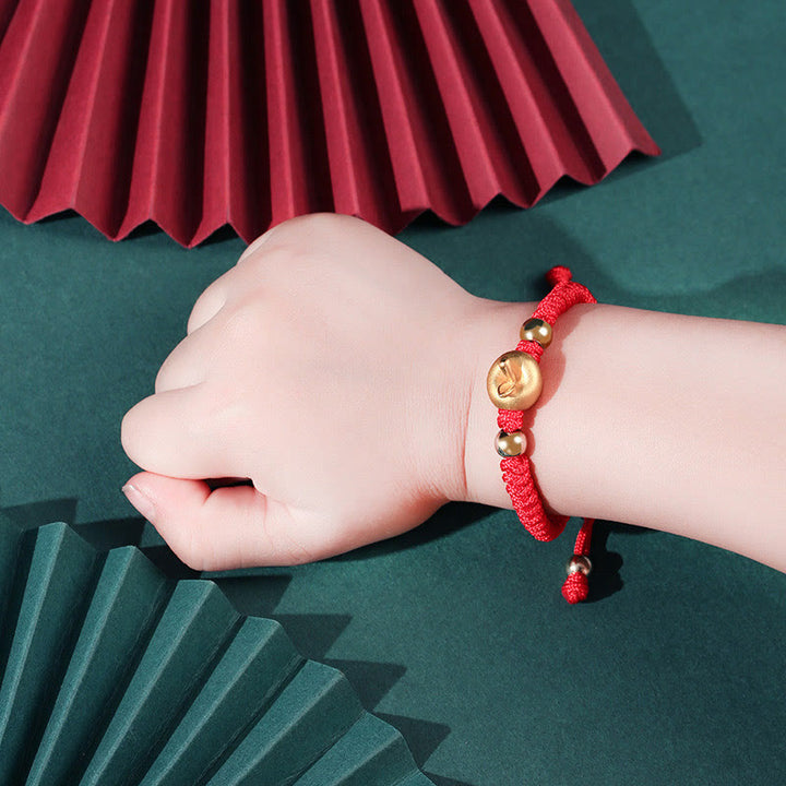 Buddha Stones 999 Sterling Silver Apple Red Multicolored Rope Luck Protection Handcrafted Kids Bracelet - image 5