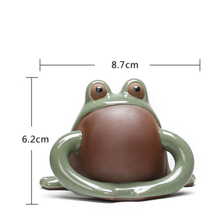 Buddha Stones FengShui Wealth Lucky Cute Frog Ceramic Tea Pet Figurine Decoration - image 12