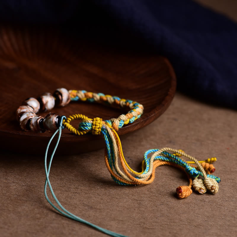 Buddha Stones Handmade Multicolored Rope Liuli Glass Bead Fortune Braided Bracelet - image 4