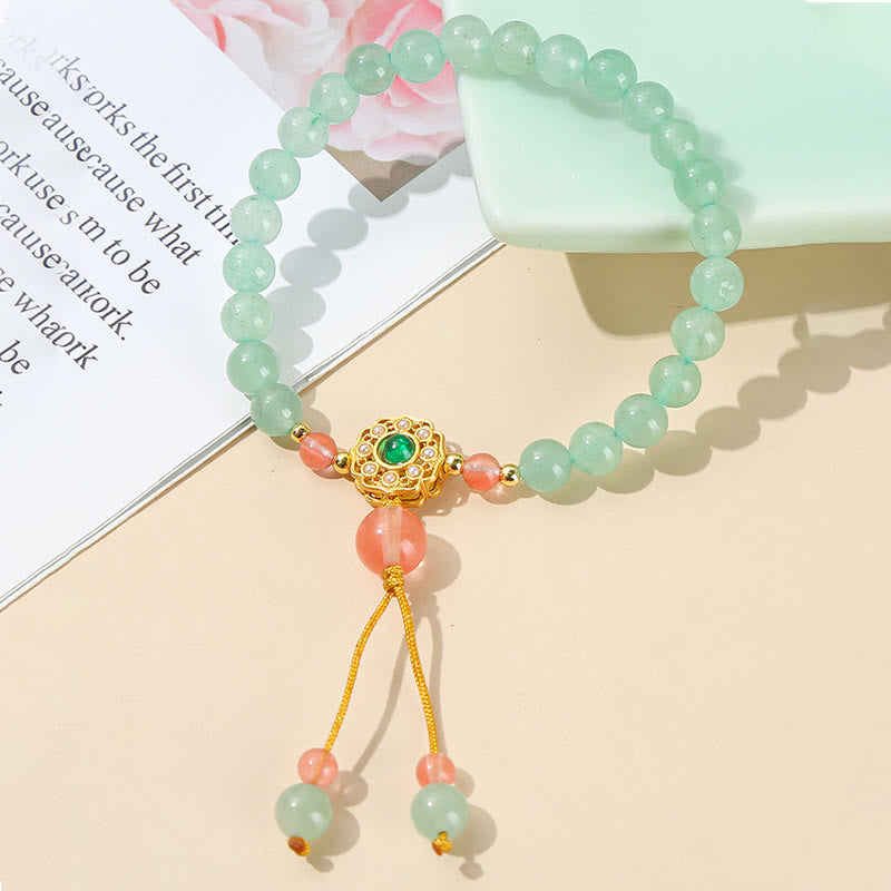 Buddha Stones Green Aventurine Luck Bead Tassel Bracelet - image 6
