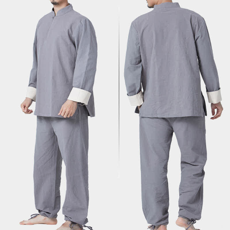 Buddha Stones Spiritual Zen Meditation Yoga Prayer Practice Cotton Linen Clothing Men's Set - image 15