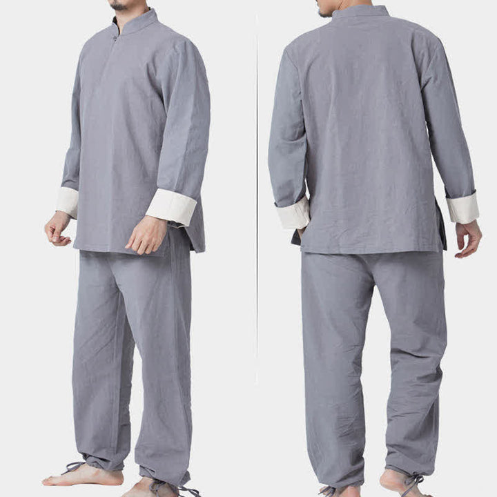 Buddha Stones Spiritual Zen Meditation Yoga Prayer Practice Cotton Linen Clothing Men's Set - image 15