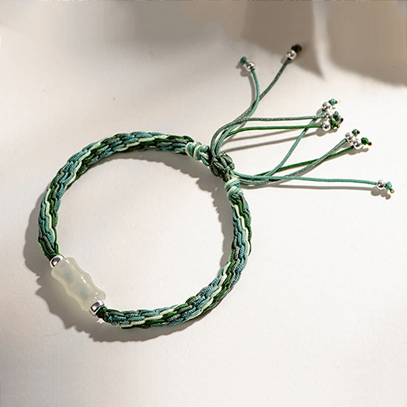 Buddha Stones White Jade Bamboo Reincarnation Knot Wealth Luck Strength String Bracelet - image 5