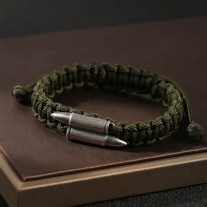 Buddha Stones 925 Sterling Silver Bullet Design Braided Rope Bracelet - image 3
