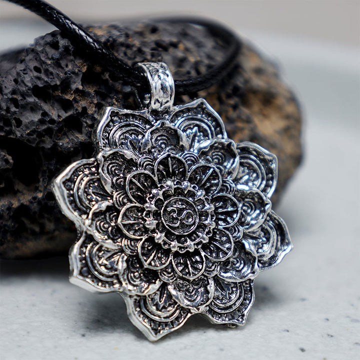 Buddha Stones Tibetan Lotus Blessing Necklace Pendant - image 2