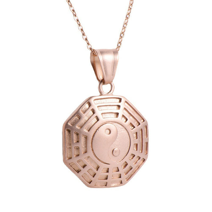 Buddha Stones Bagua Yin Yang Titanium Steel Balance Necklace Chain Pendant - image 13