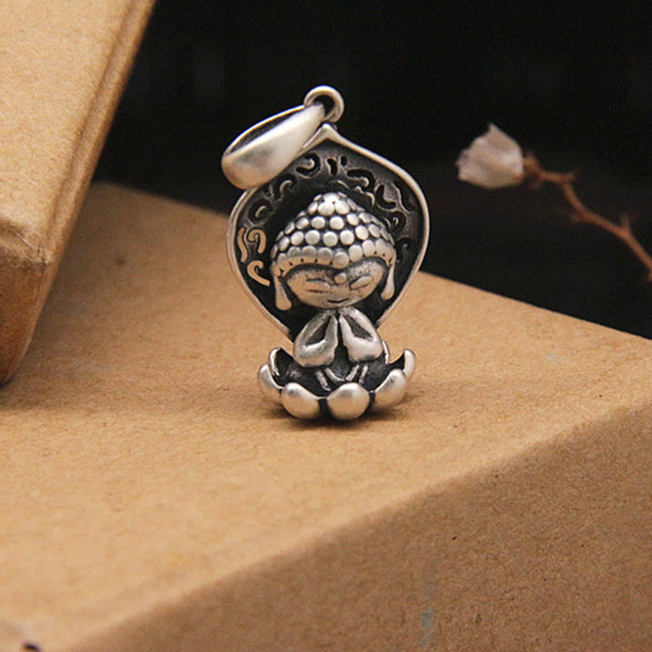 Buddha Stones 999 Sterling Silver Meditation Buddha Lotus Serenity Necklace Pendant - image 5