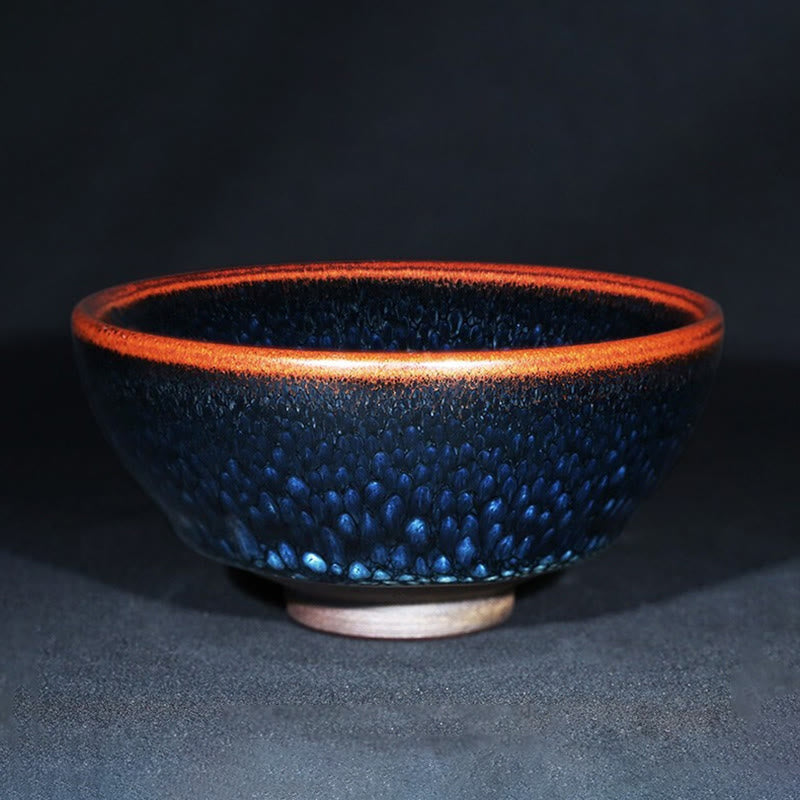 Buddha Stones Handmade Blue Francolinus Spot Chinese Jianzhan Ceramic Teacup Kung Fu Tea Cup Bowl - image 2