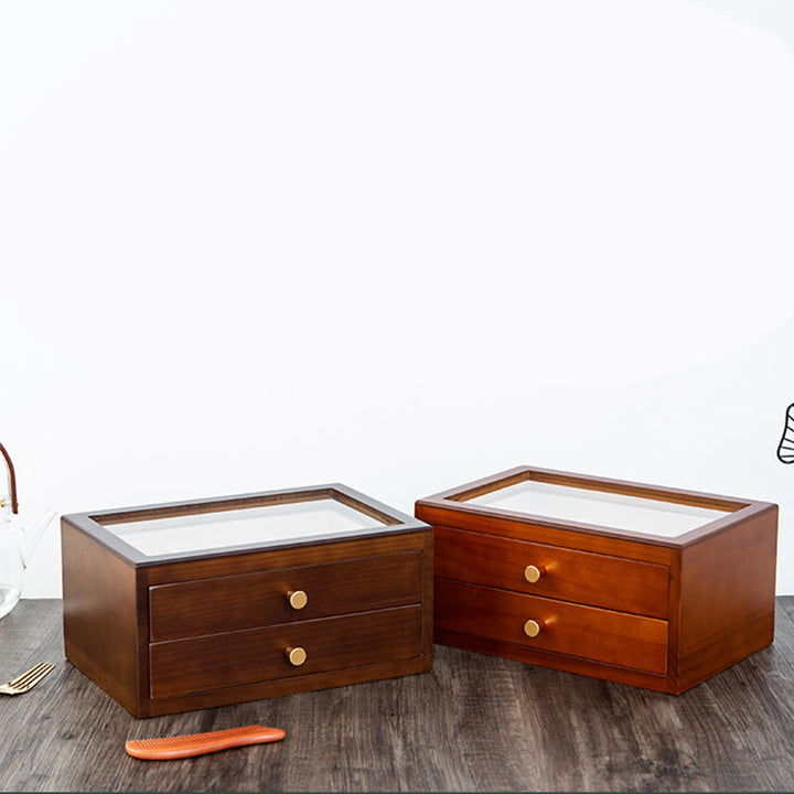 Buddha Stones Retro Solid Wood Jewelry Box Jewelry Storage Box With Drawer - image 15