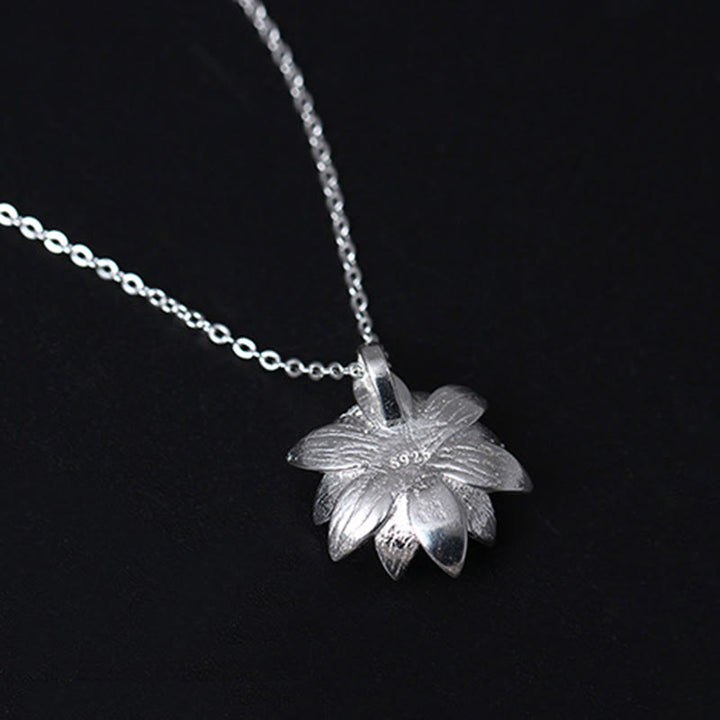 Buddha Stones 925 Sterling Silver Lazurite Lotus Flower Self Care Necklace Pendant - image 6