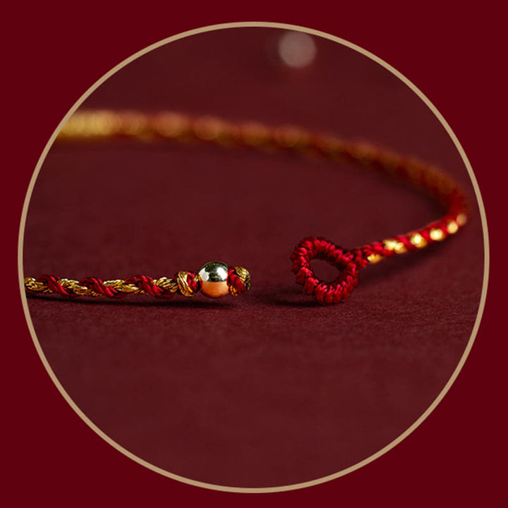 Buddha Stones 14K Gold Plated Handmade Red Gold Rope King Kong Knot Braided Luck Bracelet - image 7