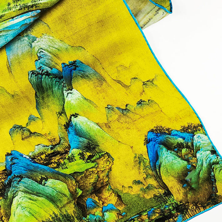 Buddha Stones A Panorama of Rivers and Mountains 100% Mulberry Silk Scarf Premium Grade 6A Silk Shawl - image 22