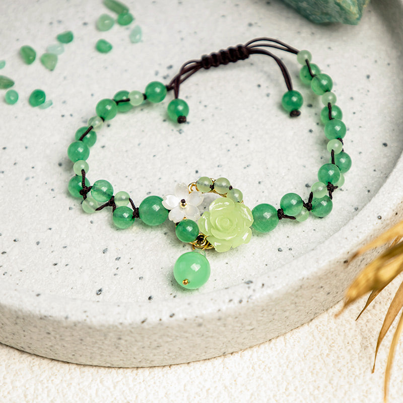 Buddha Stones Financial Success Jade Braided Weave Prosperity Abundance Anklet - image 1