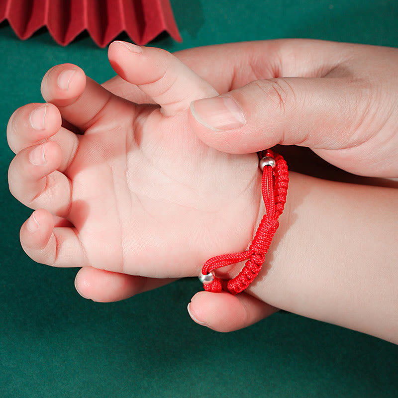 Buddha Stones 999 Sterling Silver Chinese Zodiac Red Rope Luck Handcrafted Kids Bracelet - image 16