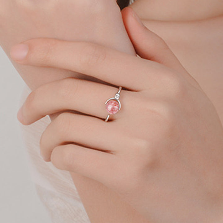 Buddha Stones Pink Crystal Soothing Rotation Ring - image 5