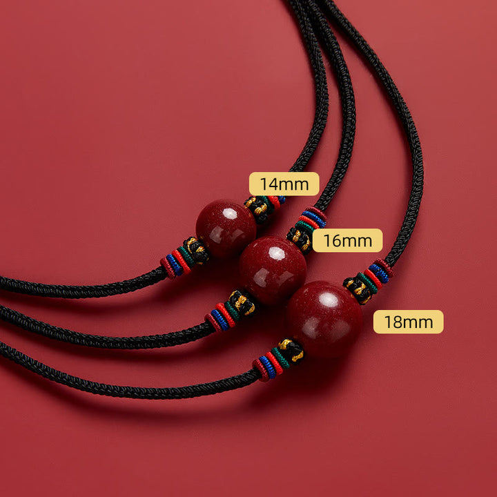 Buddha Stones Cinnabar Bead Blessing String Necklace Pendant - 18mm - image 2