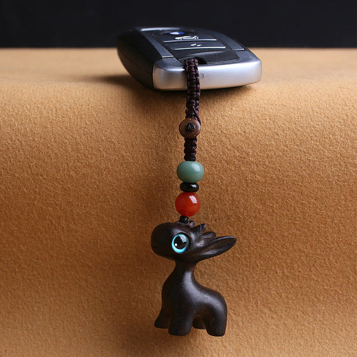 Buddha Stones Sandalwood Small Leaf Red Sandalwood Ebony Wood Green Sandalwood Lucky Mini Deer Carved Protection Key Chain Phone Hanging Decoration - image 11