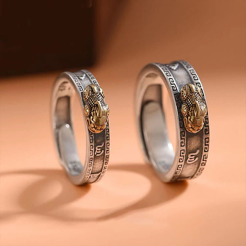 Buddha Stones PiXiu Om Mani Padme Hum Heart Sutra Luck Wealth Couple Ring - image 0