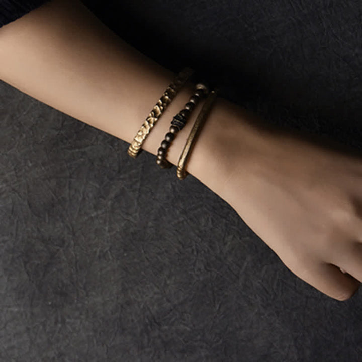 Buddha Stones Lava Rock Stone Copper Balance Cuff Bracelet Bangle - image 17
