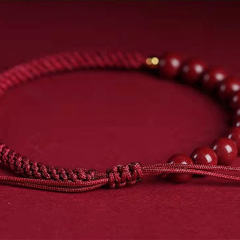 Buddha Stones Natural Cinnabar King Kong Knot Blessing String Bracelet - image 6