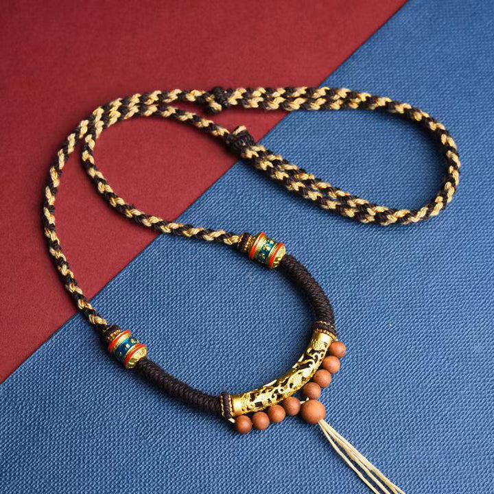 Buddha Stones Tibetan Handmade King Kong Knot Om Mani Padme Hum Prayer Wheel String Necklace Pendant - image 3