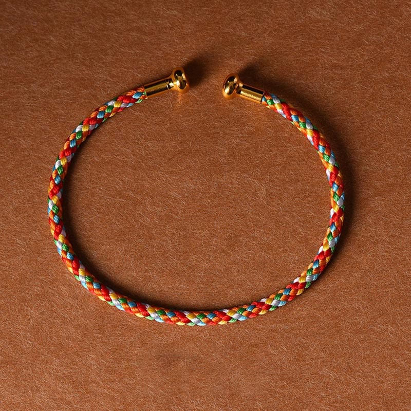 Buddha Stones Simple Design Handmade Luck Braid String Cuff Bracelet - Colorful - image 18