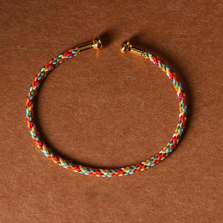 Buddha Stones Simple Design Handmade Luck Braid String Cuff Bracelet - Colorful - image 18