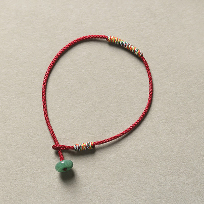 Buddha Stones Tibetan Handmade Green Aventurine Luck Protection Braided Rope Bracelet - Red(Wrist Circumference 13-15cm) - image 4
