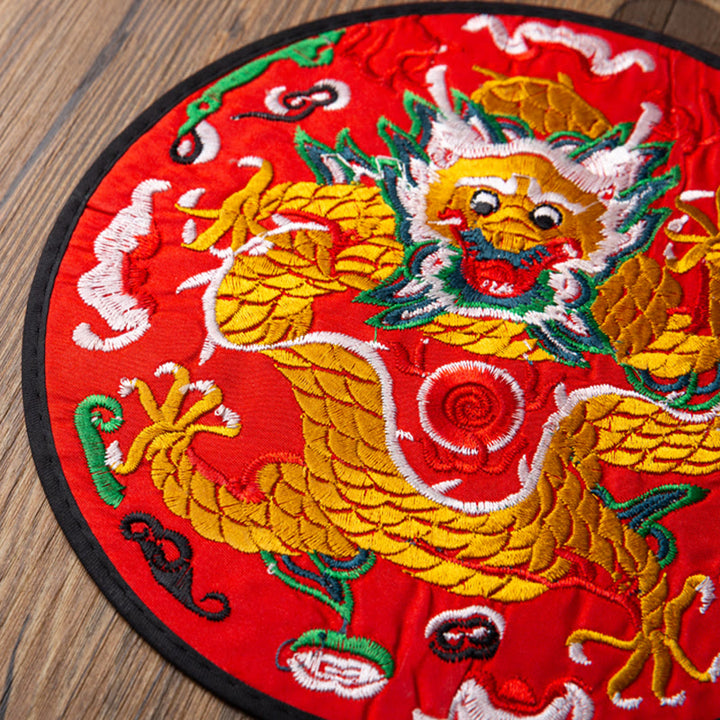 Buddha Stones Dragon Embroidery Cup Mat Pad Tea Cup Coaster Kung Fu Tea Mat - image 16
