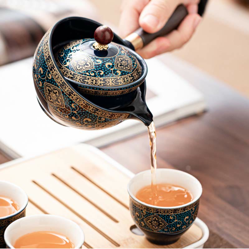 Buddha Stones Chinese Gongfu Tea Set Design Ceramic Teapot Portable Gift Bag - image 13
