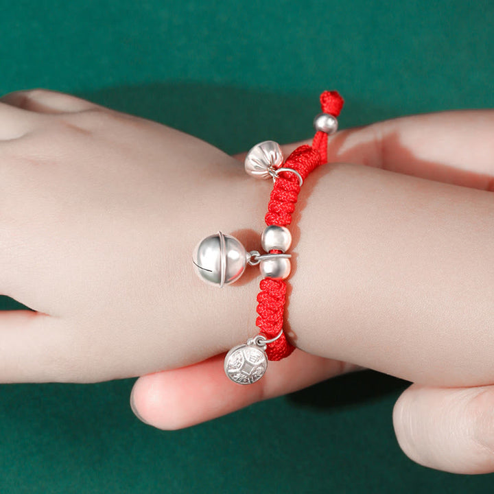 Buddha Stones 925 Sterling Silver Handmade Fu Character Lucky Money Bag Chinese Lock Charm Bell Lotus Copper Coin King Kong Knot Braided Kids Bracelet - image 15