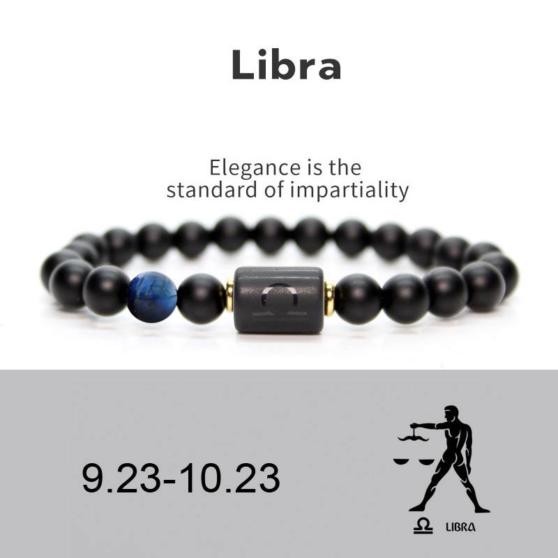 Buddha Stones 12  Constellations of the Zodiac Black Onyx Adjustable Bracelet - Libra - image 2